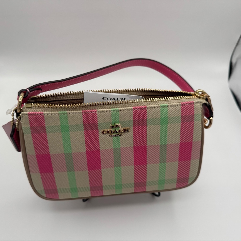 Coach Plaid Bag in Pink and Green